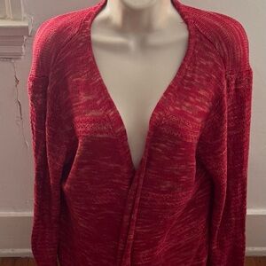 Lucky Brand Red crochet detailing asymmetrical open front cardigan, size 2X plus